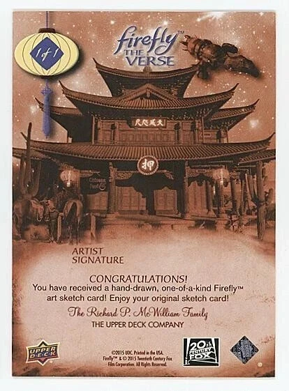 Firefly 2015 Upper Deck The Verse Artist AP Horizontal Sketch Card Blank 1/1 - Image 2 of 2