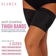 Black Pair Anti Chafing Thigh Bands Elastic Non Slip Leg Comfort Running Sports
