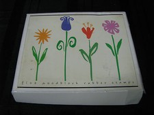 Whimsical LONG STEMMED FLOWERS Rubber Stamp Set of 5 HERO ARTS Tulip Sunflower