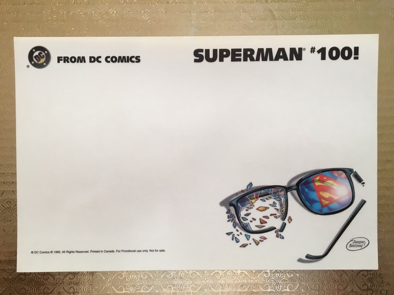 Superman #100 Comic Book Store 10" X 6 1/2" PROMO Window Cling 1995 