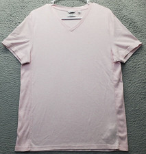 Calvin Klein T Shirt Womens Large Pink Cotton Slim Fit Liquid Touch Split V Neck