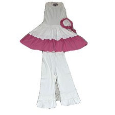 WonderLand by KidCuteTure Rose Floral Girls Kids dress with Pants girls Size 6