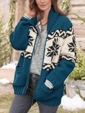Sundance Catalog By Lost Horizon Blue Wool “jorunn Nordic Cardigan” Size S/m