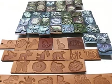 Tandy Taiwan 2-3D 1"x1 1/8" leatherstamps multi orders$4.46 shipped pls READ(#3)