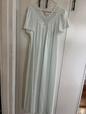 Vtg Shadowline Nightgown Small Blue Lace Silky Nylon USA Romantic 70s Sleep