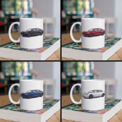 Personalisierter Tesla Model 3 Kaffeebecher Farbe wählbar - SCHNELLER VERSAND