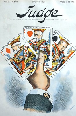 Republicans Have Strong Poker Hand 1891 THREE KINGS FULL HOUSE CARDS Judge Print
