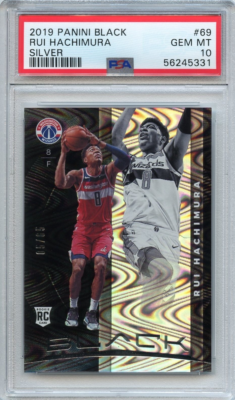 RUI HACHIMURA RC 2019-20 PANINI BLACK SILVER ROOKIE #69🔥PSA 10 GEM MINT #'d /65
