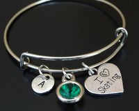 I Love Skating Bangle Bracelet, Skating Charm, Skating Pendant, Figure Skating I Love Skating Bangle Bracelet, Skating Charm, Skating Pendant, Figure Skating