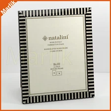 Natalini Handmade Italian Wooden Frame 8x10" (20 x 25 cm) Black Ivory Strips New