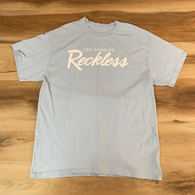 Young & Reckless Shirt Mens Large Los Angeles Light Blue T Shirt Crewneck Cotton