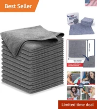 USANOOKS Microfiber Cleaning Cloth Grey - 12 Pcs (12.5"X12.5") - High Performanc
