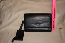 Buxton Leather Wallet ~ Wristlet Clutch Purse ~ Soft Black Flip Top Snap Closure