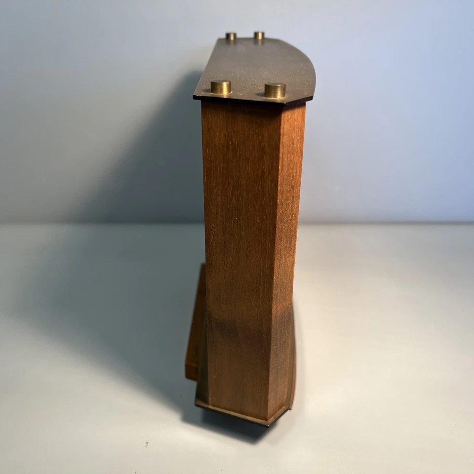 Atlanta Electric | Tischuhr Kaminuhr Holz Messing 1970er Jahre | #A4 - Bild 3 von 4