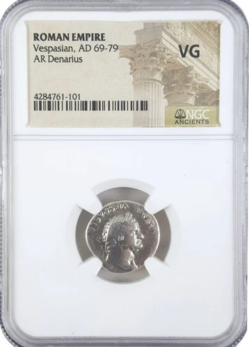 A-DS6 Roman Empire Vespasian (AD 69-79) Denarius NGC (VG) Very Good Silver Coin