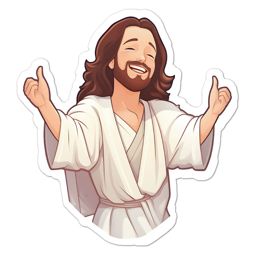 Thumbs Up Jesus, Vinyl Decal Sticker, Indoor Outdoor, Sizes