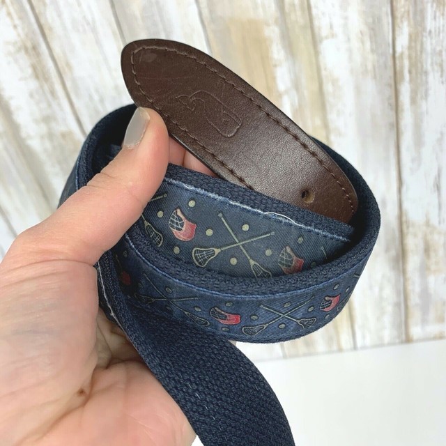 Vineyard Vines Men's Club Belt Navy Canvas Lacrosse Stick Size 42 USED