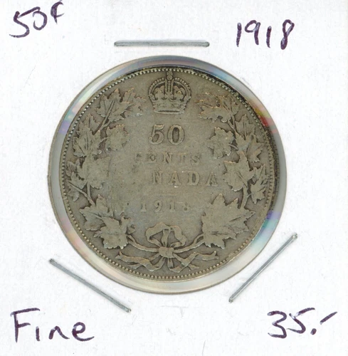 1918 Canada Fifty Cents - Fine Condition