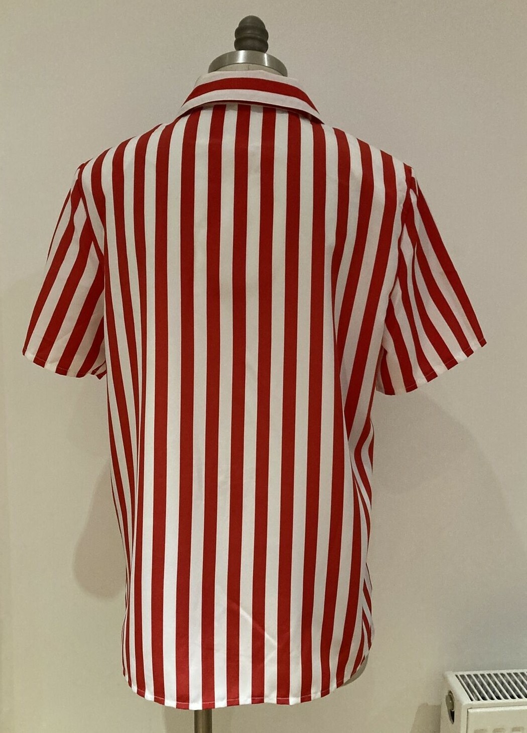 Vintage 1970s/80s Red/White Striped C & A Striped Blouse/Shirt, Size 38 EUR 5