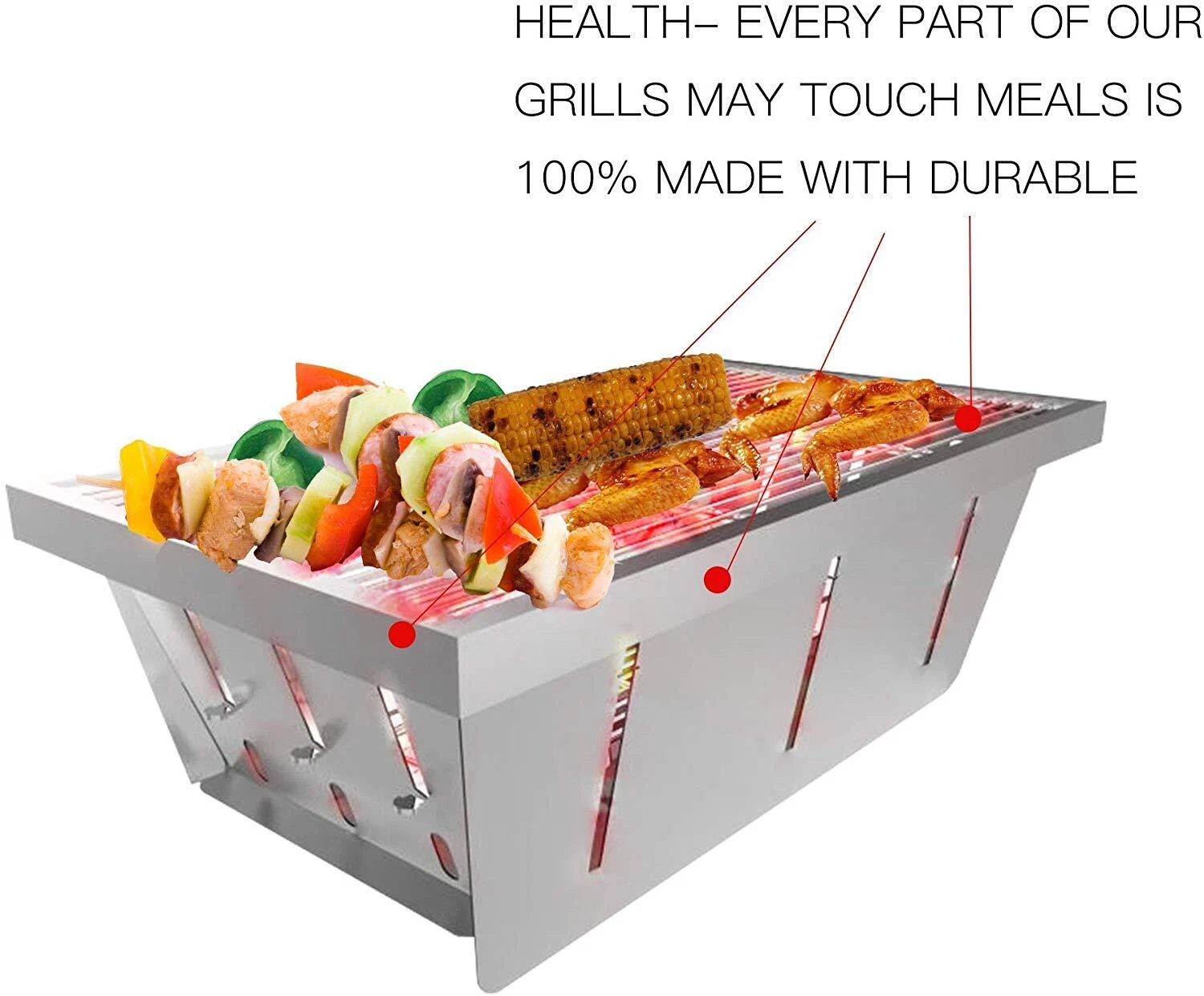 Stainless Steel Food Grade Portable Charcoal Barbecue Grill Foldable BBQ Oven