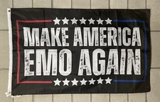 Make America Emo Again Flag FREE SHIP Goth Dark Black Silent Beer USA Sign 3x5’