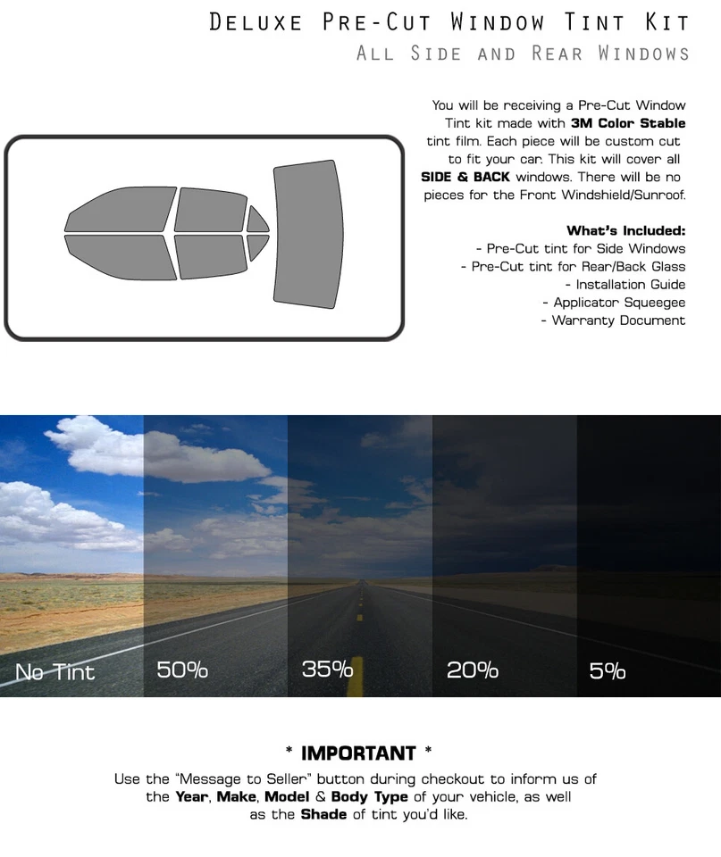 3M COLOR STABLE PreCut Window Tint Glass Film for Chrysler 300 2011-2023 - Image 3 of 4