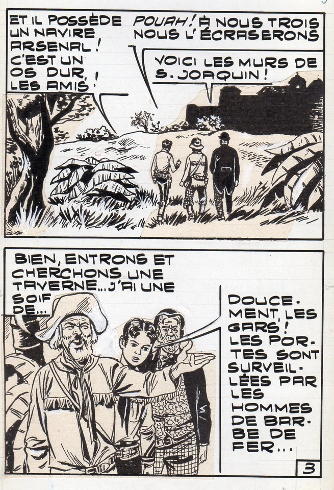 MIKI LE RANGER LES PIRATES PLANCHE  MONTAGE NEVADA  LUG 1961 PIECE UNIQUE PAGE 3 - Photo 1/1