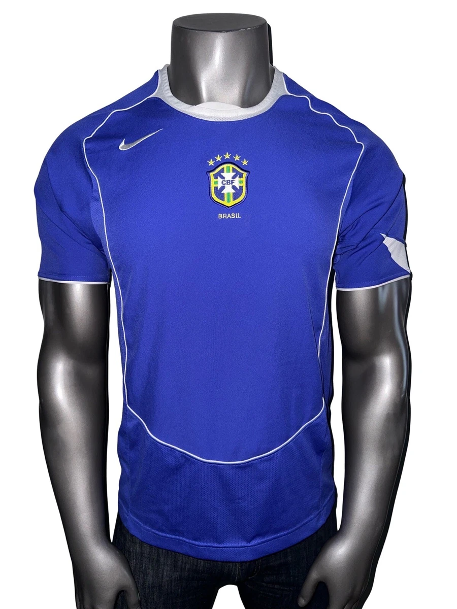 Official Nike Brazil CBF 2004-2006 Away Men’s Medium Blank Blue Soccer  Jersey