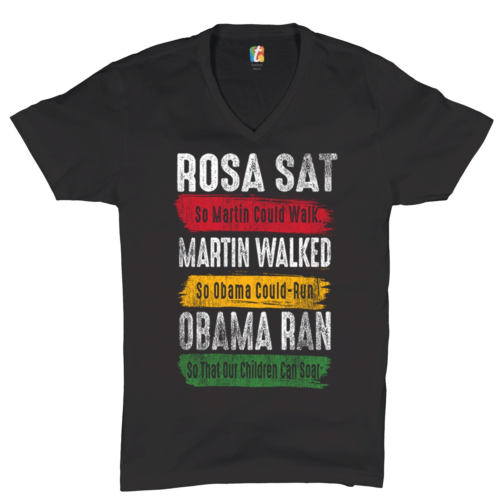ALTRA Rosa Sat Martin Walked Obama Ran V Neck T shirt BLM Civil Rights Equality Tee