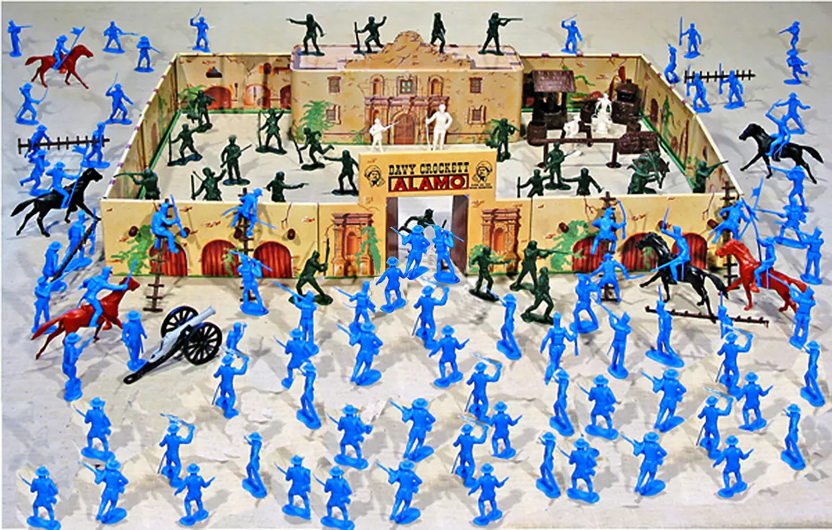 Marx Replica Alamo Playset 54mm Plastic Toy Soldiers w Marx