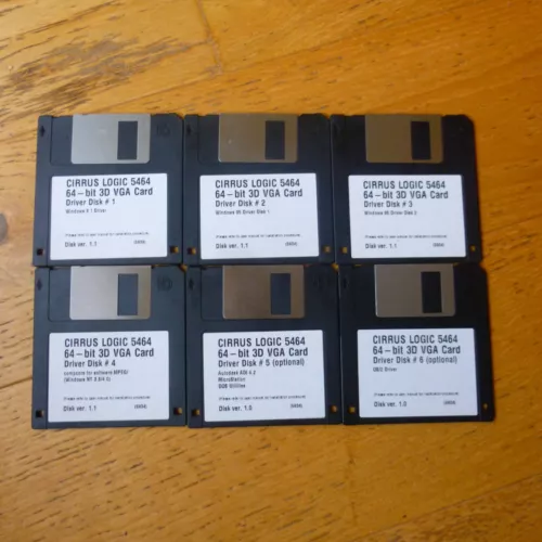 Cirrus Logic 5464 VGA Video Card Original Driver Discs Floppy UNTESTED