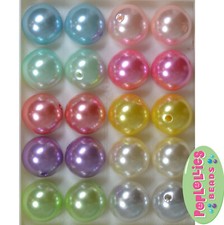 20mm Mixed Color Pastel Acrylic Pearl Bubblegum Beads 20pc CHUNKY mix4