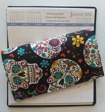 Cotton Fabric Sugar Skull 2026-27 Pocket Calendar & Appointment Book