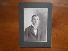 Burlington, Kansas Cabinet Card HANDSOME Man in Coffey County at Shideler Studio