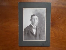 Burlington, Kansas Cabinet Card HANDSOME Man in Coffey County at Shideler Studio