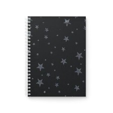 Metallic Celestial/Silver Stars Spiral Notebook