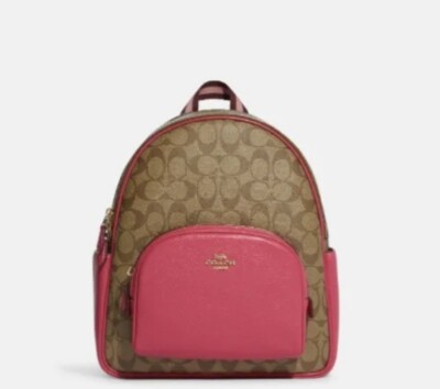 COACH backpack purse khaki-pink ?? NWT Coach Court Backpack In Maxi Signature Canvas CCK72  main image 4