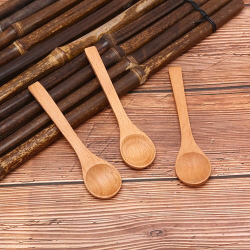 1X Wooden Round Bamboo Spoon Soup Tea Coffee Salt Spoon Kitchen Tools Cutlery! - Picture 7 of 12