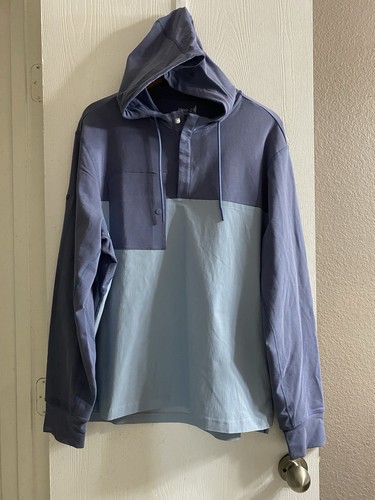 Johnnie O Performance Hoodie Snap Drawstring-Color Lake Blue $178 NWT Men Sz L