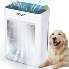 MOOKA Air Purifiers for Home Large Room 2200Sq.Ft w/ Washable Filter Dual Intake