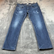 Hudson Straight Leg Jeans Blue Medium Wash Distressed Made in USA Size 34