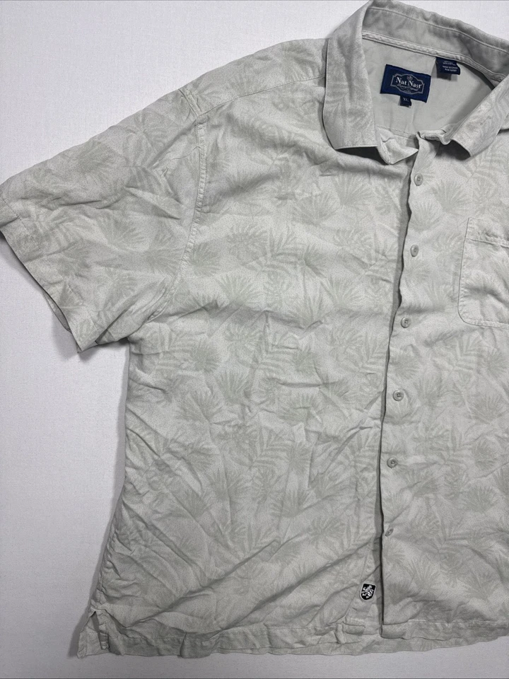 Nat Nast Men's XL Button Up Shirt Floral Silk Blend Hawaiian Short Sleeve Beach - Image 2 of 4