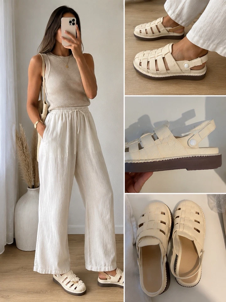 Cream Fisherman Sandals | Zara Style | Quiet Luxury | BNWT - Image 1 of 1