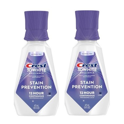 2x Crest 3D White Brilliance Mouthwash 16 Fl Oz Fast Acting Teeth Whitening