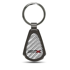 Ford F-150 STX Silver Genuine Carbon Fiber Black Metal Teardrop Key Chain