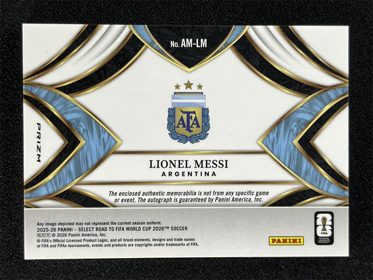 2025-26 Panini Select FIFA World Cup Lionel Messi Peacock Wave Patch Auto #AM-LM view 2