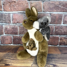 Aussie Bush Toys Kangaroo Plush Stuffed Animal w Baby Joey & Koala Australia