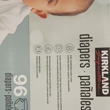 Kirkland Signature Basic Diapers Size 1 Unisex 8-14 lbs 96 Count White