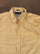 Tommy Hilfiger Men s Slim Fit Button Up Shirt Long Sleeve Yellow Check Size 17