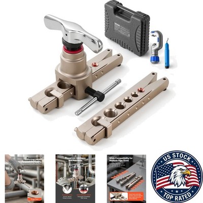 Professional 45° Eccentric Flaring Tool with Metric & SAE Clamps for Efficiency
